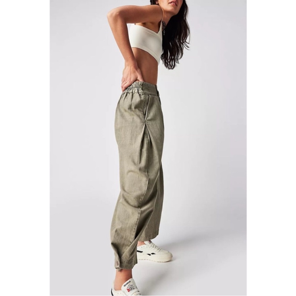 Free People Cool Harbor Wide Leg Denim Pants In Serpent - Picture 3 of 15